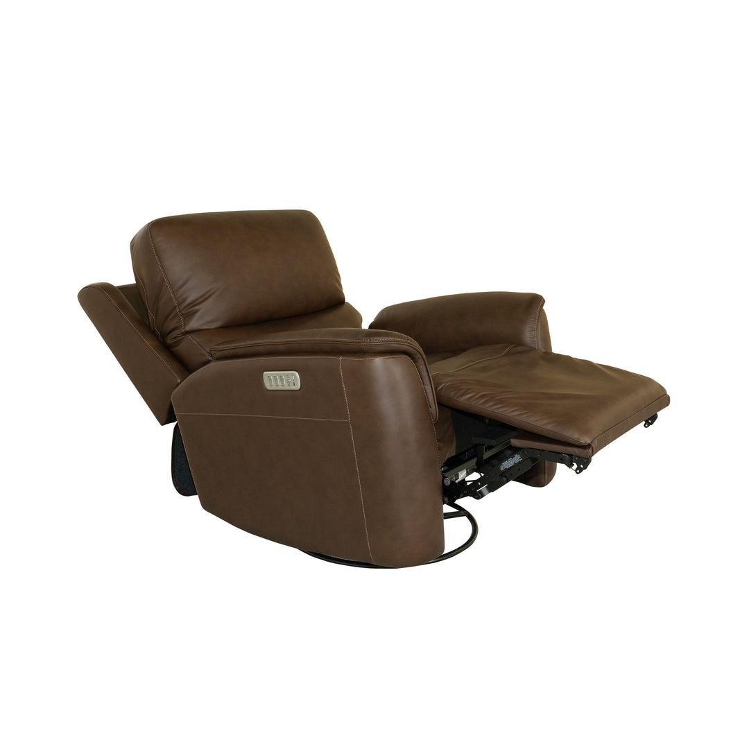 Flexsteel 1041-53P5-94671 Henry  Power Swivel Gliding Recliner With Power Headrest, Lumbar, Heat & Massage  Burnt Umber