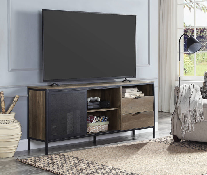 Nantan - Rustic TV Stand - Black / Oak