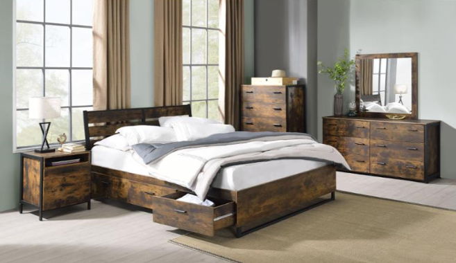 Juvanth - Eastern King Bed With Storage - Oak