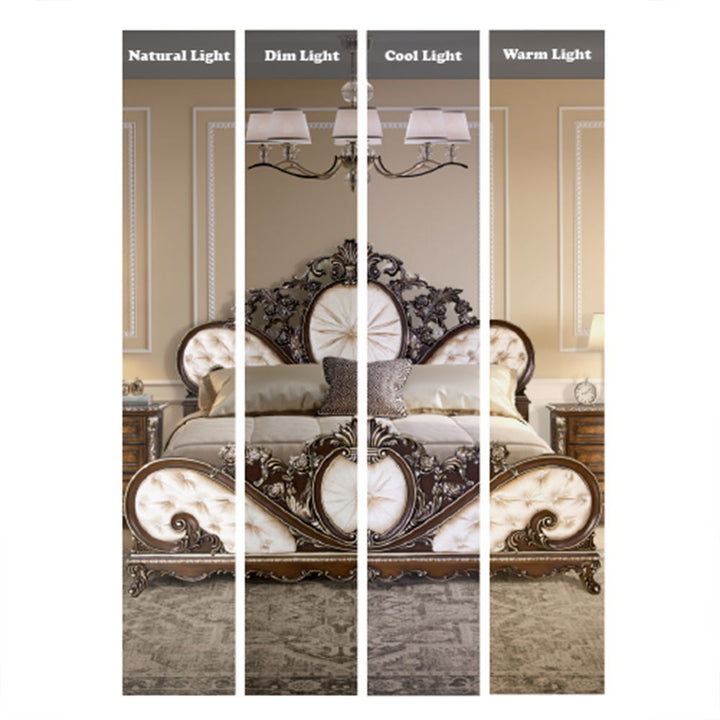 Devany - Queen Bed - Cream Fabric & Cherry