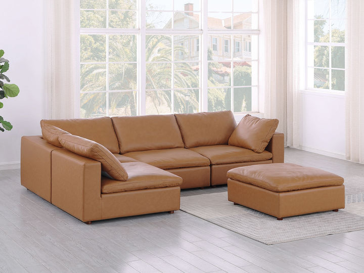 DivanItalia 1100 5-Piece Left Arm Facing 3-Seat Sectional – Top-Grain Italian Leather - Cognac