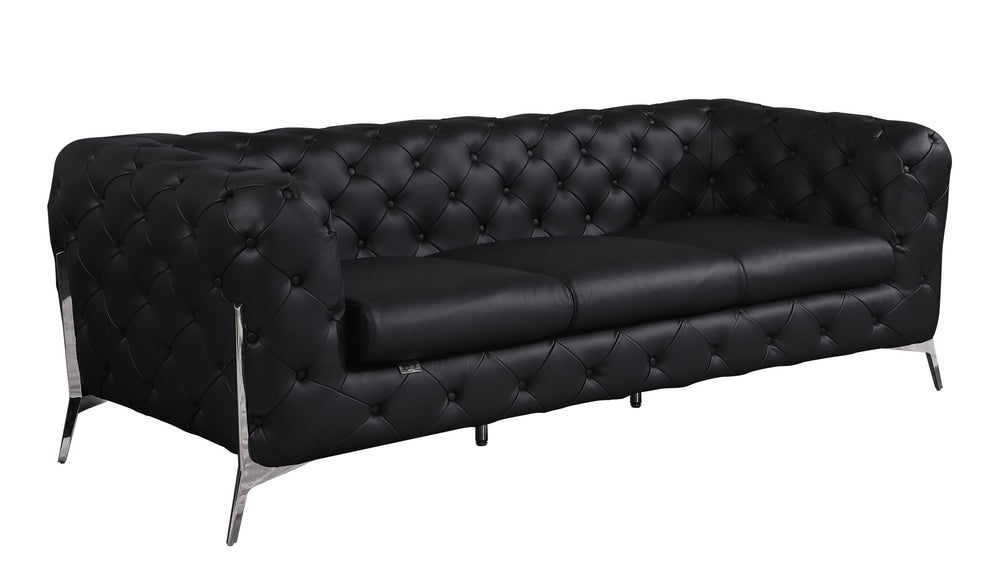 DivanItalia 970 Italian Leather Black Leather Sofa and Two Chair Set - alternate view 2