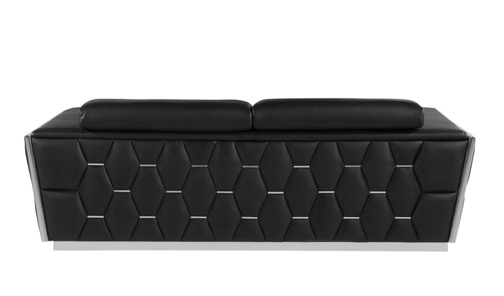 DivanItalia 1111 Sofa with Adjustable Headrest in Top-Grain Italian Leather - Black