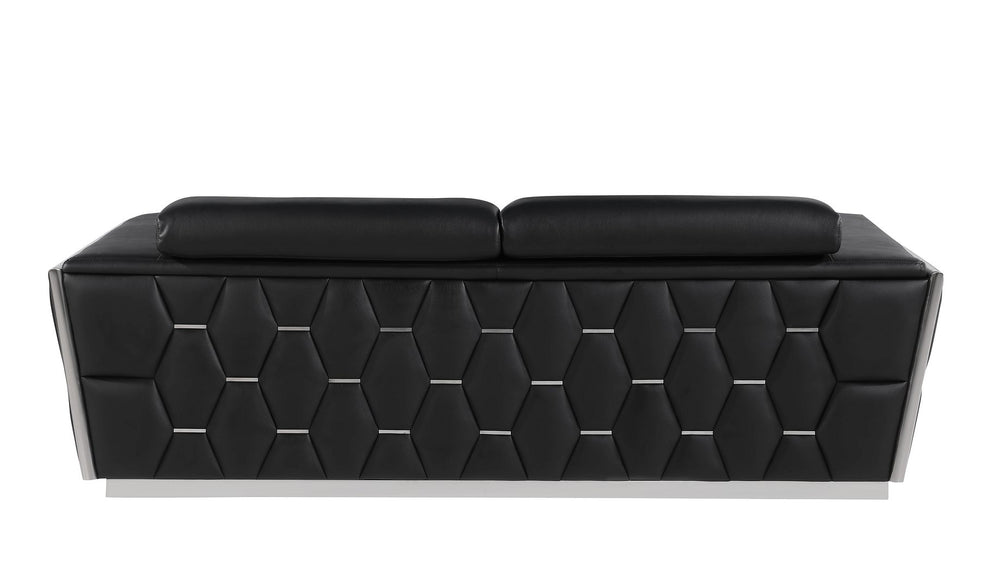 DivanItalia 1111 Sofa with Adjustable Headrest in Top-Grain Italian Leather - Black