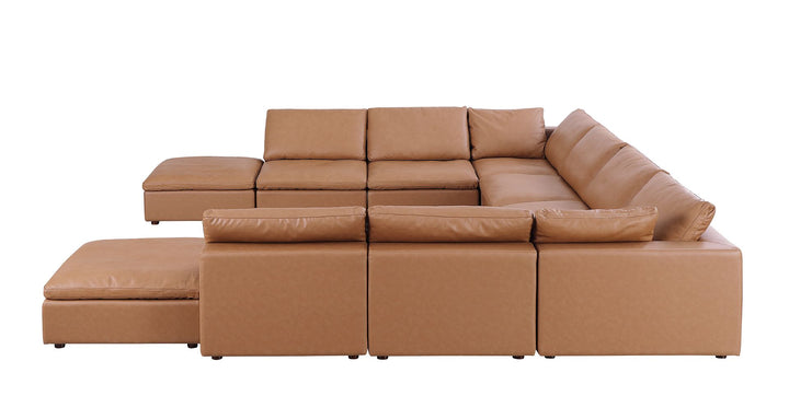 DivanItalia 1100 10-Piece U-Shaped Sectional with Chaise in Top-Grain Italian Leather - Cognac
