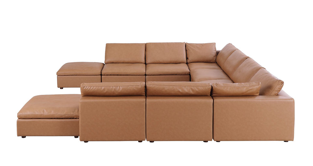 DivanItalia 1100 10-Piece U-Shaped Sectional with Chaise in Top-Grain Italian Leather - Cognac