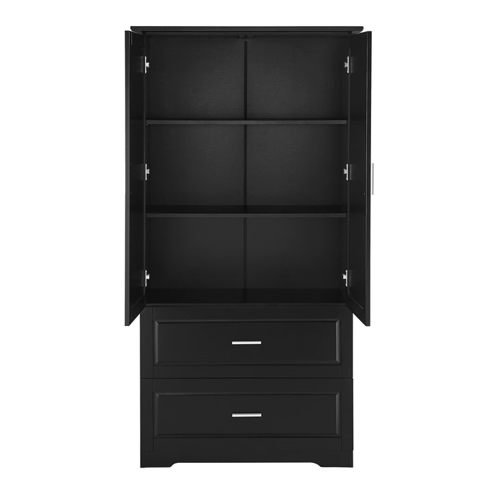 tall-bathroom-storage-cabinet-with-two-doors-and-drawers-black