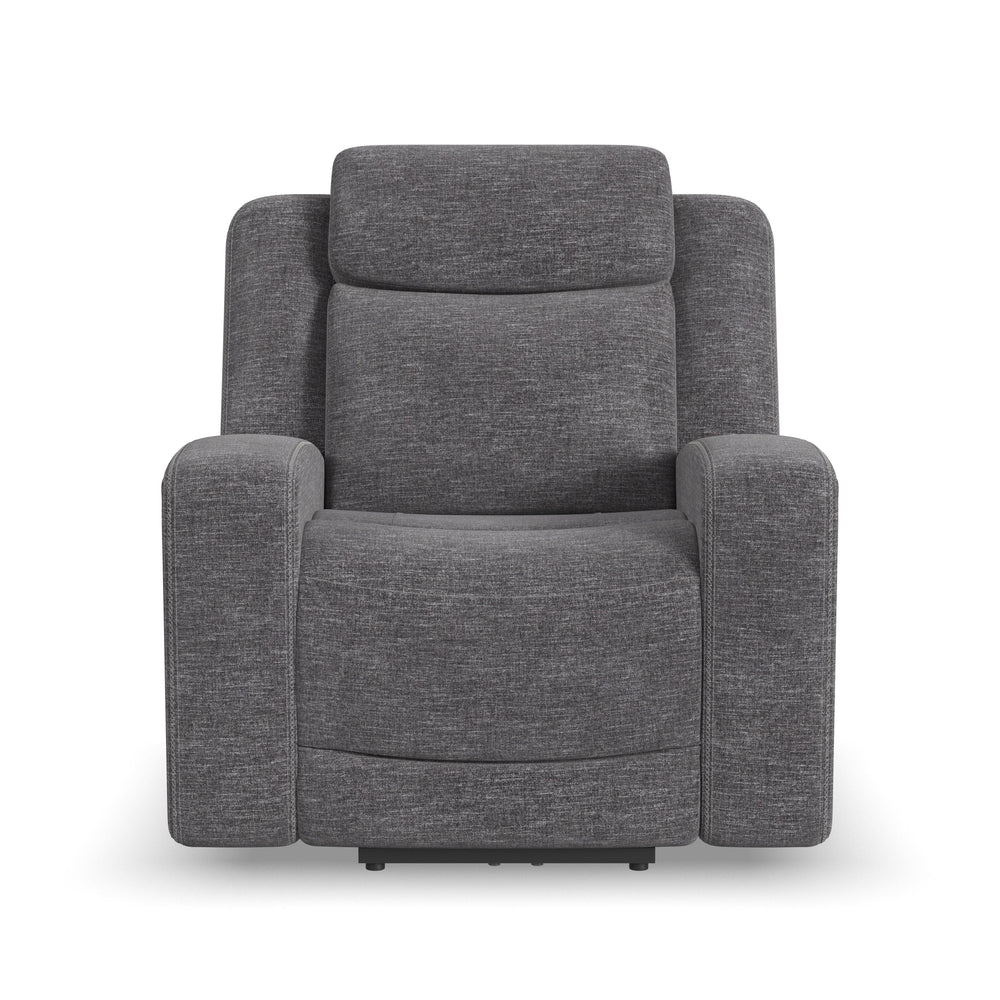 Ridge Fabric Power Recliner with Power Headrest in Granite