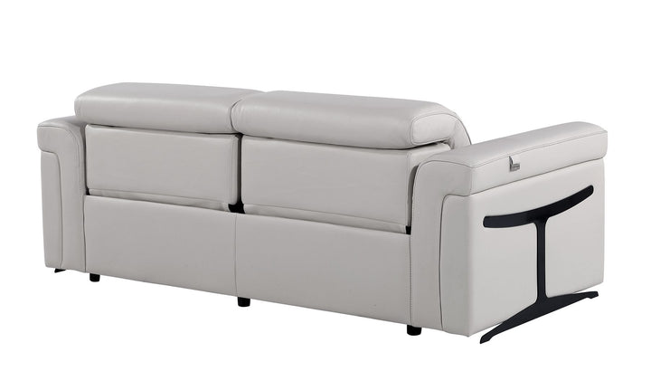 DivanItalia 1126 Top Grain Italian Leather Power Reclining Chair with Power Headrests - Light Gray