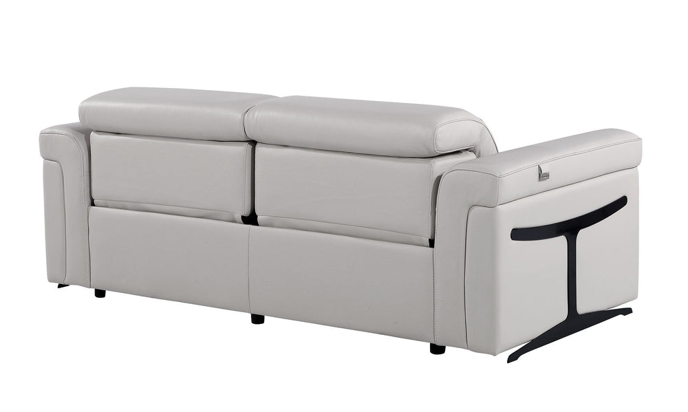 DivanItalia 1126 Top Grain Italian Leather Power Reclining Chair with Power Headrests - Light Gray