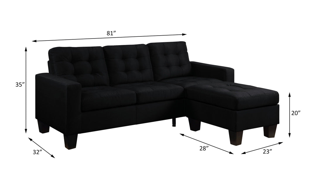 Earsom - Reversible Sofa & Ottoman - Black Linen