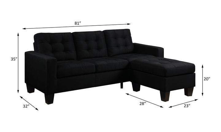 Earsom - Reversible Sofa & Ottoman - Black Linen