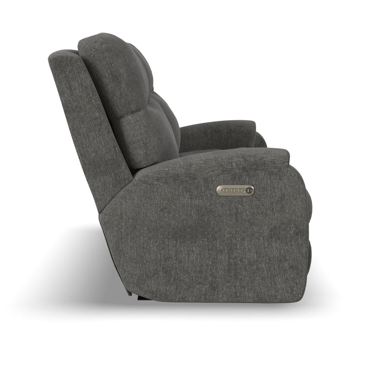 Flexsteel 2860-62L Penn  Power Reclining Sofa With Power Headrests & Lumbar  Dark Gray