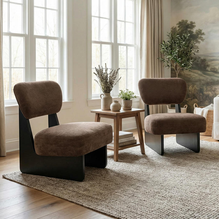 Polyester Lounge Chair – Brown (Set of 2)