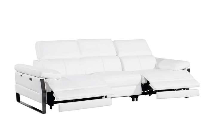 DivanItalia 1246 Modular Power Dual Reclining Sofa with Power Reclining Headrests – Top Grain Italian Leather - White