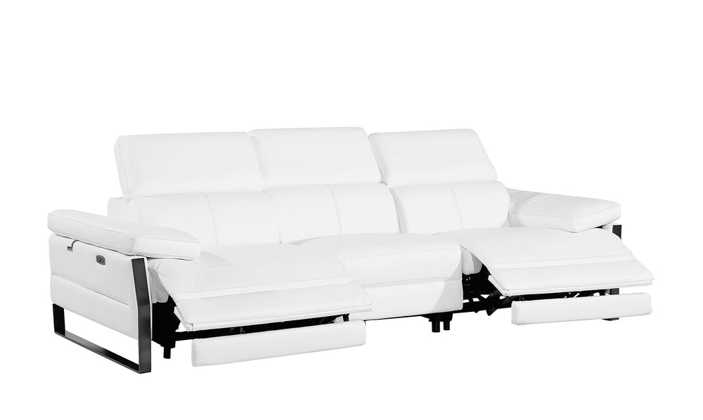 DivanItalia 1246 Modular Power Dual Reclining Sofa with Power Reclining Headrests – Top Grain Italian Leather - White