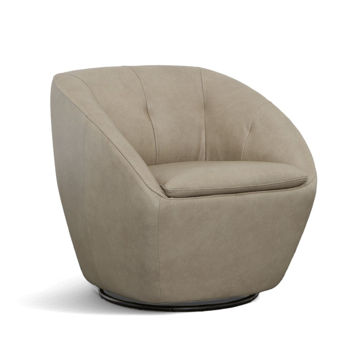 Wade Leather Swivel Chair in Shitake