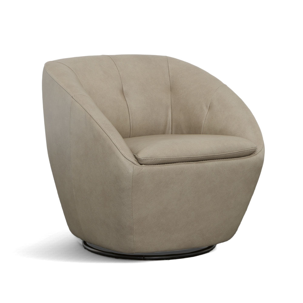 Wade Leather Swivel Chair in Shitake