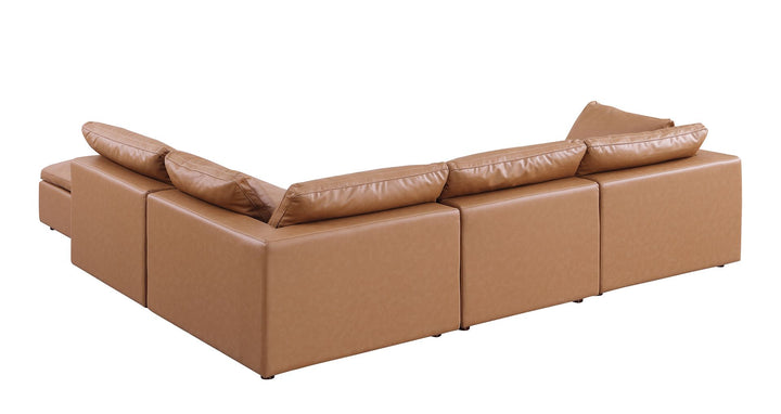 DivanItalia 1100 5-Piece Right Arm Facing 3-Seat Sectional – Top-Grain Italian Leather - Cognac