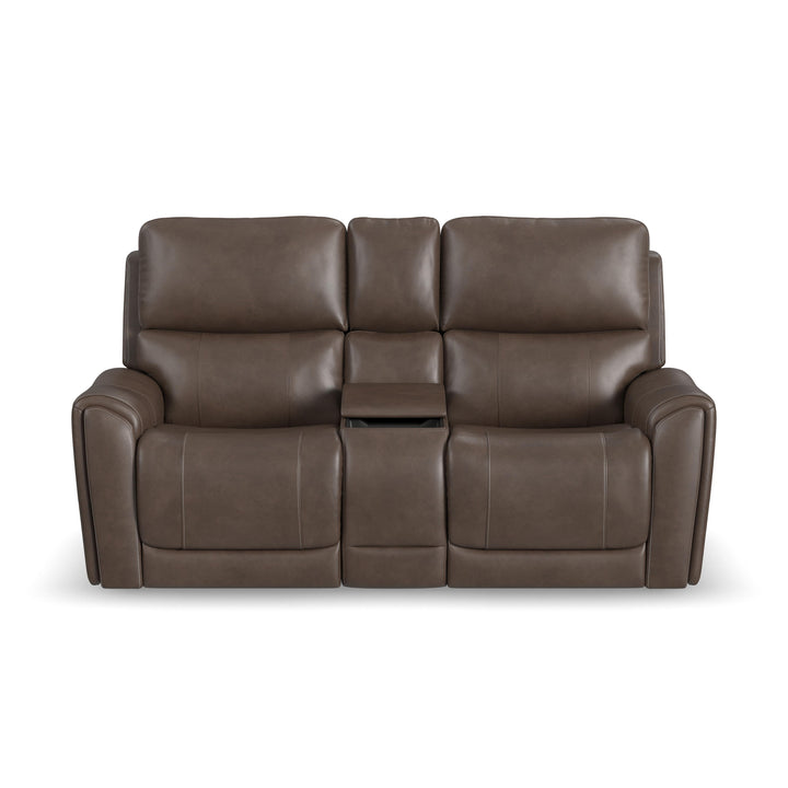 Carter Fabric Power Reclining Loveseat with Console &amp; Power Headrests &amp; Lumbar in Cappuccino