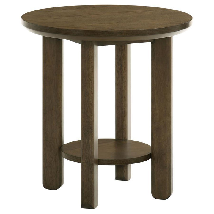 Coaster Furniture Ottowa - 22" Round Wood Side End Table With Shelf - Brown
