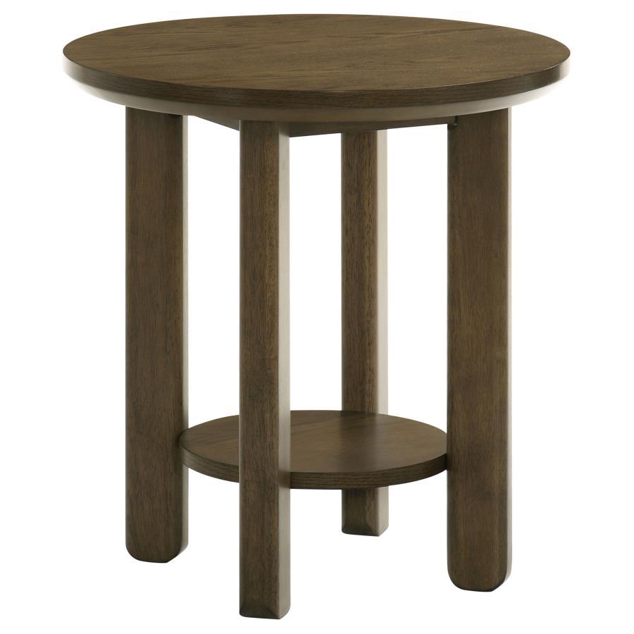 Coaster Furniture Ottowa - 22" Round Wood Side End Table With Shelf - Brown
