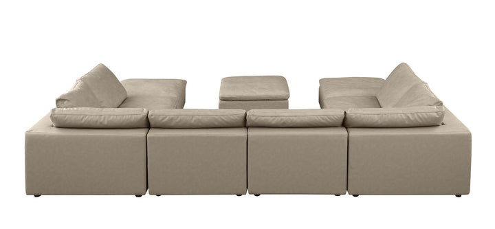 DivanItalia 1100 Top-Grain Italian Leather 9-Piece Sectional with Chaise - Beige