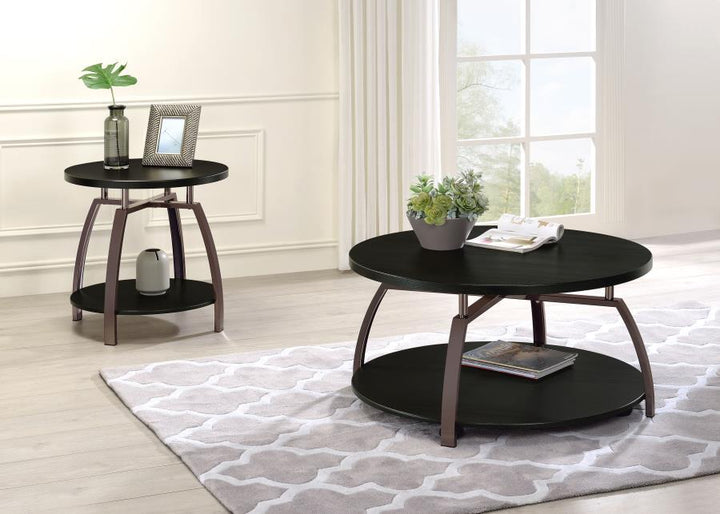 Dacre - 2 Piece Round Coffee And End Table Set - Dark Charcoal Table Set modern furniture Contempo Furniture