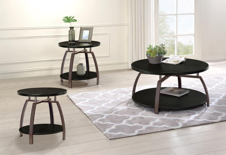 Dacre - 3 Piece Round Coffee And End Table Set - Dark Charcoal Table Set modern furniture Contempo Furniture