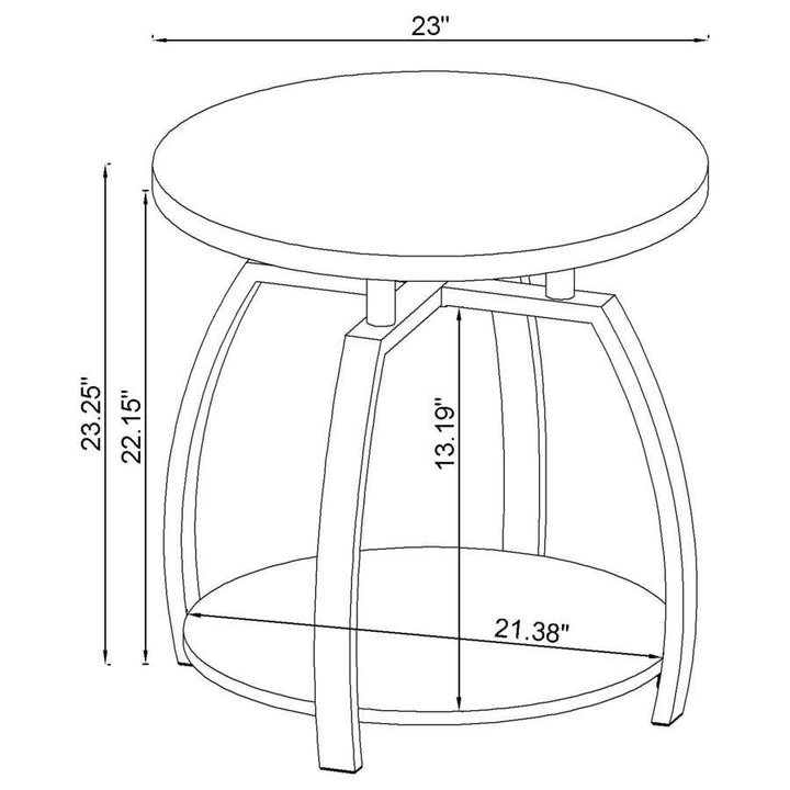 Dacre - 3 Piece Round Coffee And End Table Set - Dark Charcoal Table Set modern furniture Contempo Furniture