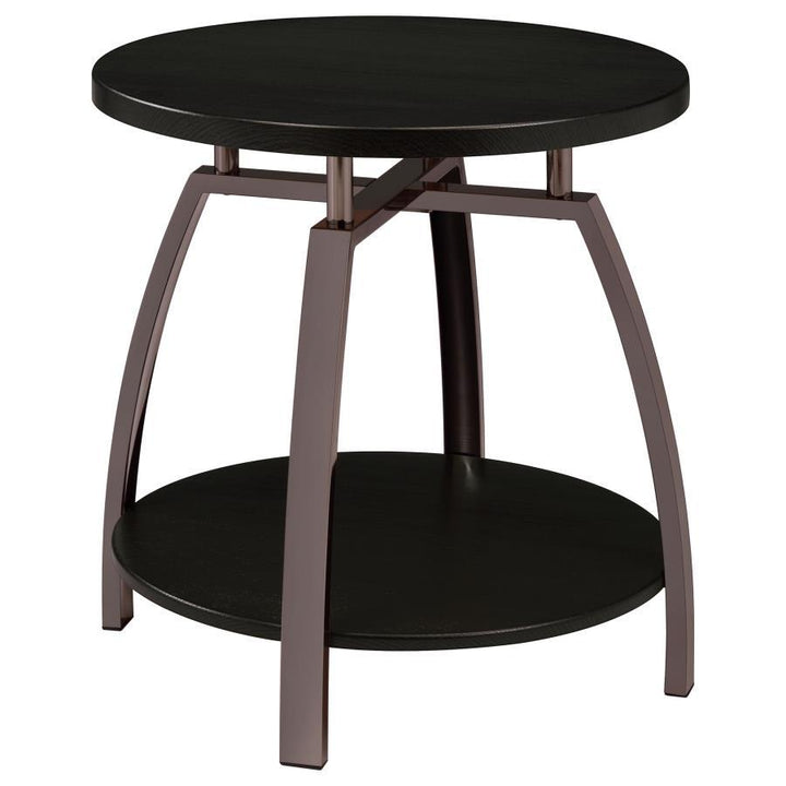 Dacre - 3 Piece Round Coffee And End Table Set - Dark Charcoal Table Set modern furniture Contempo Furniture