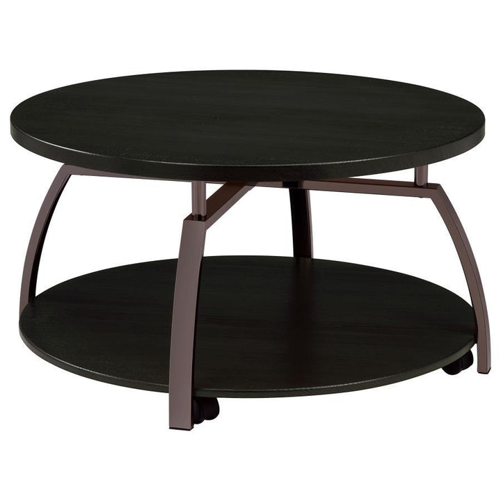 Dacre - Round Engineered Wood Top Coffee Table - Dark Gray Coffee Table modern furniture Contempo Furniture