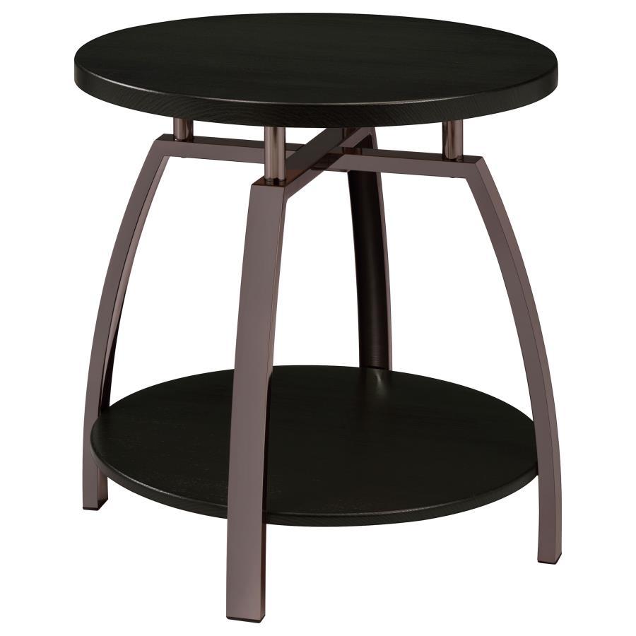 Dacre - Round Engineered Wood Top Side End Table - Dark Gray End Table modern furniture Contempo Furniture