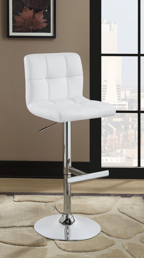 Lenny - Upholstered Adjustable Bar Stool  - White