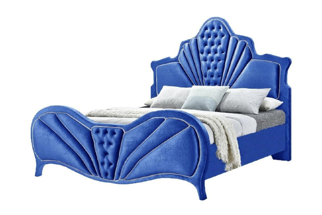 Dante - Eastern King Bed - Blue Velvet