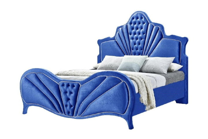 Dante - Eastern King Bed - Blue Velvet