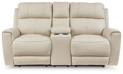 Dahlmoore Power Reclining Loveseat with Console - White | Ashley Furniture