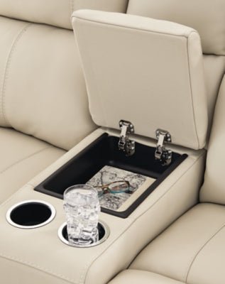 Dahlmoore Power Reclining Loveseat with Console - White Reclining Loveseat modern furniture Contempo Furniture
