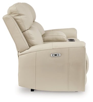 Dahlmoore Power Reclining Loveseat with Console - White Reclining Loveseat modern furniture Contempo Furniture