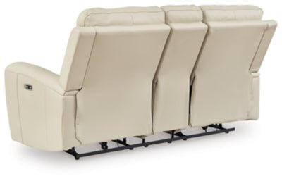Dahlmoore Power Reclining Loveseat with Console - White Reclining Loveseat modern furniture Contempo Furniture