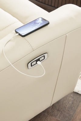 Dahlmoore Power Reclining Sofa - White Power Reclining Sofa modern furniture Contempo Furniture