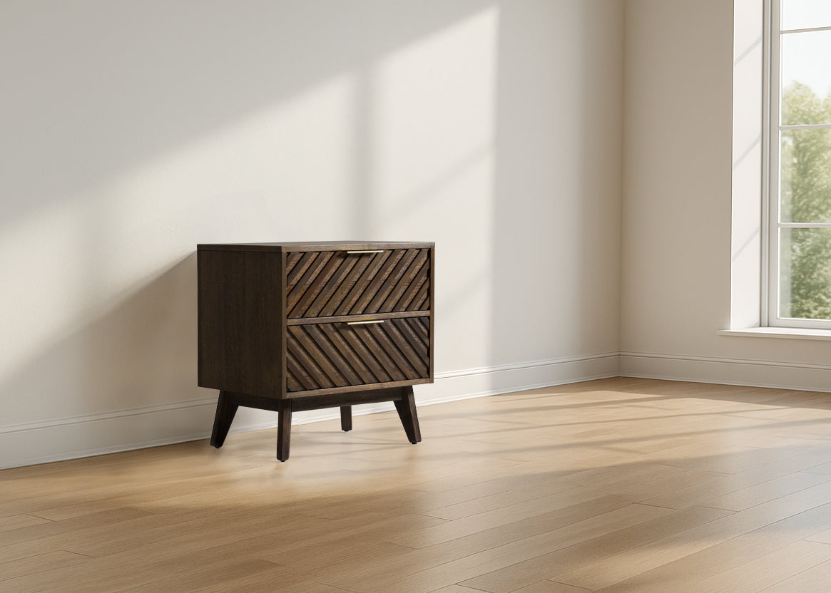 Daisy Mid-Century Dark Acacia Nightstand - View 2