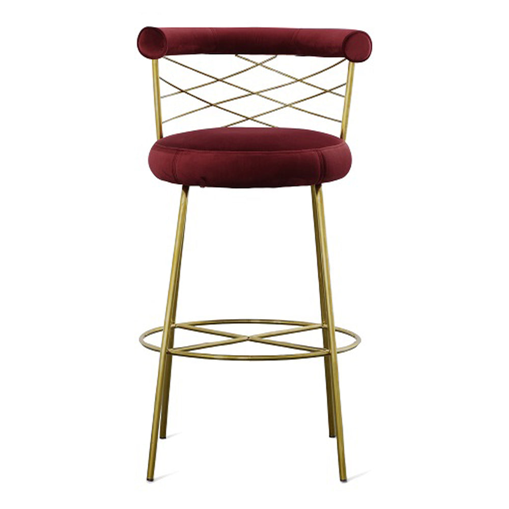 Dakin - Modern Glam Red & Gold Barstool