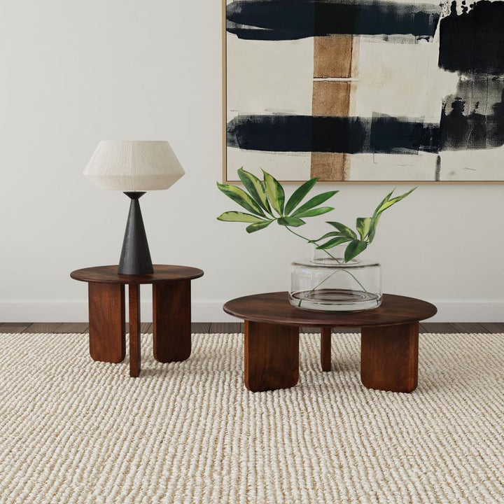 Dale - Round Solid Mango Wood Coffee Table - Brown Coffee Table modern furniture Contempo Furniture