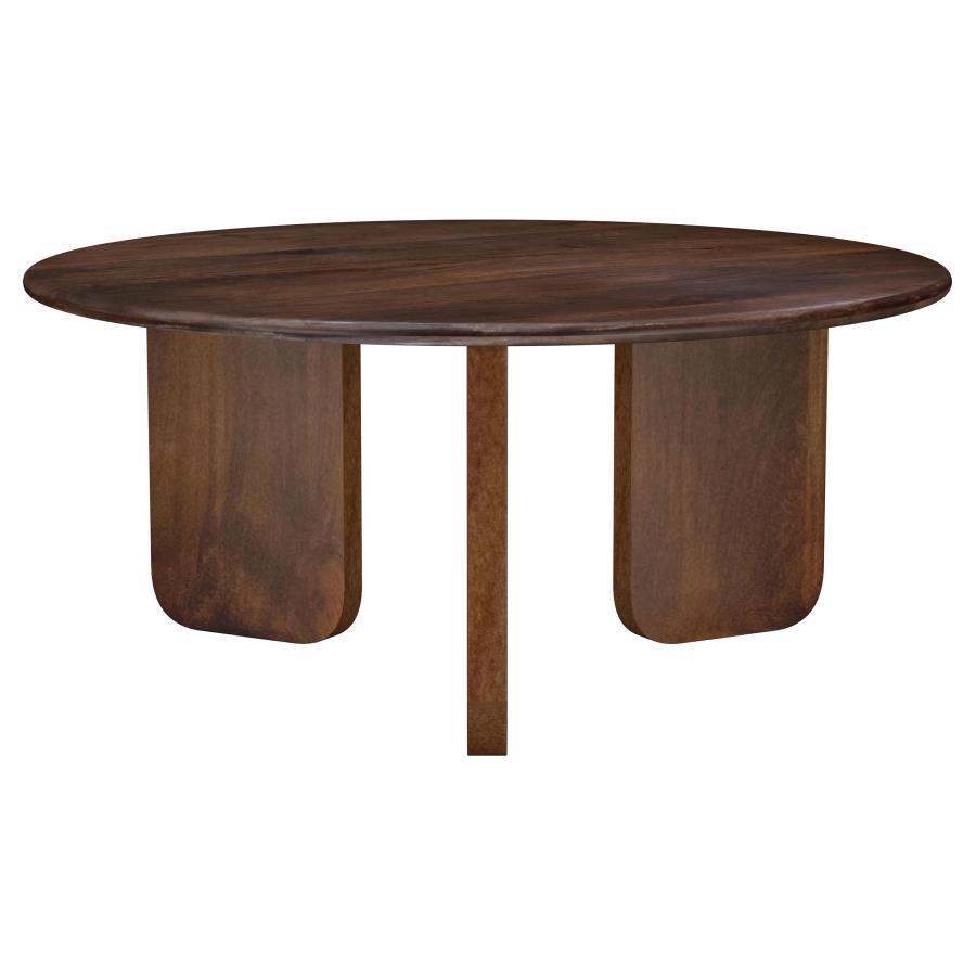Dale - Round Solid Mango Wood Coffee Table - Brown Coffee Table modern furniture Contempo Furniture