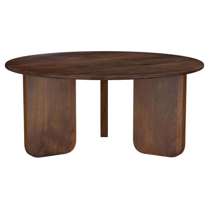 Dale - Round Solid Mango Wood Coffee Table - Brown Coffee Table modern furniture Contempo Furniture