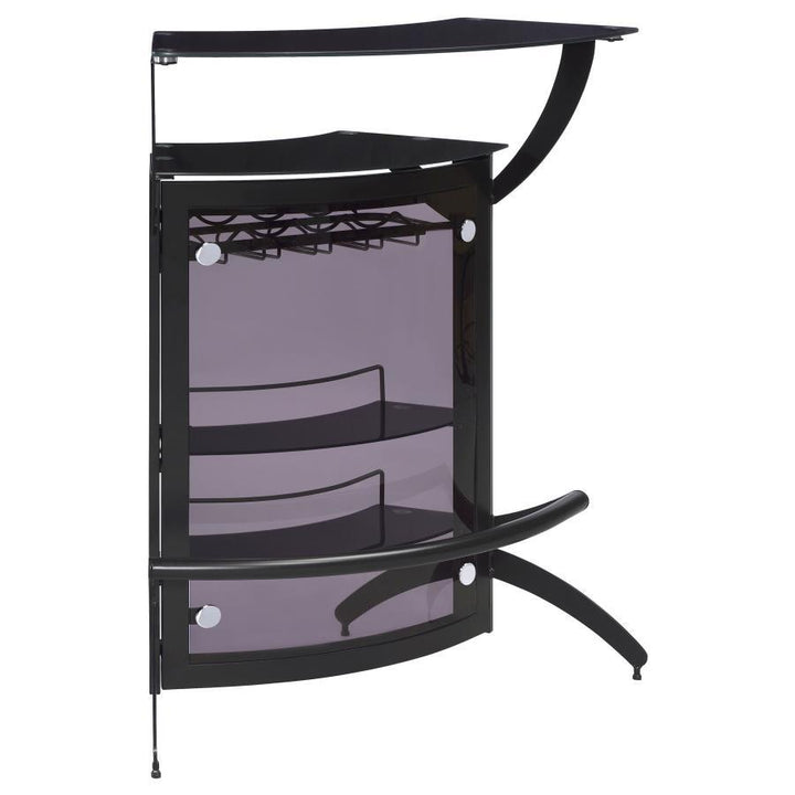 Dallas - 2 - Shelf Curved Freestanding Home Bar Cabinet - Black Home Bars modern furniture Contempo Furniture