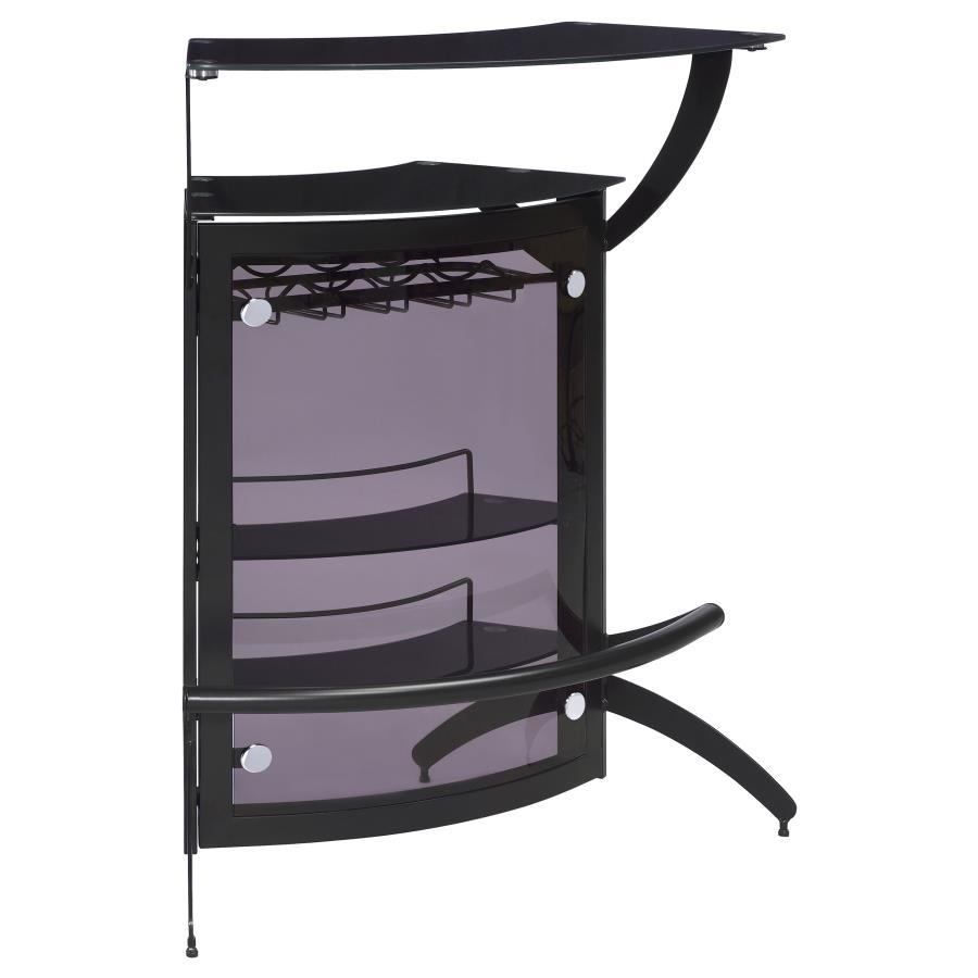 Dallas - 2 - Shelf Curved Freestanding Home Bar Cabinet - Black Home Bars modern furniture Contempo Furniture