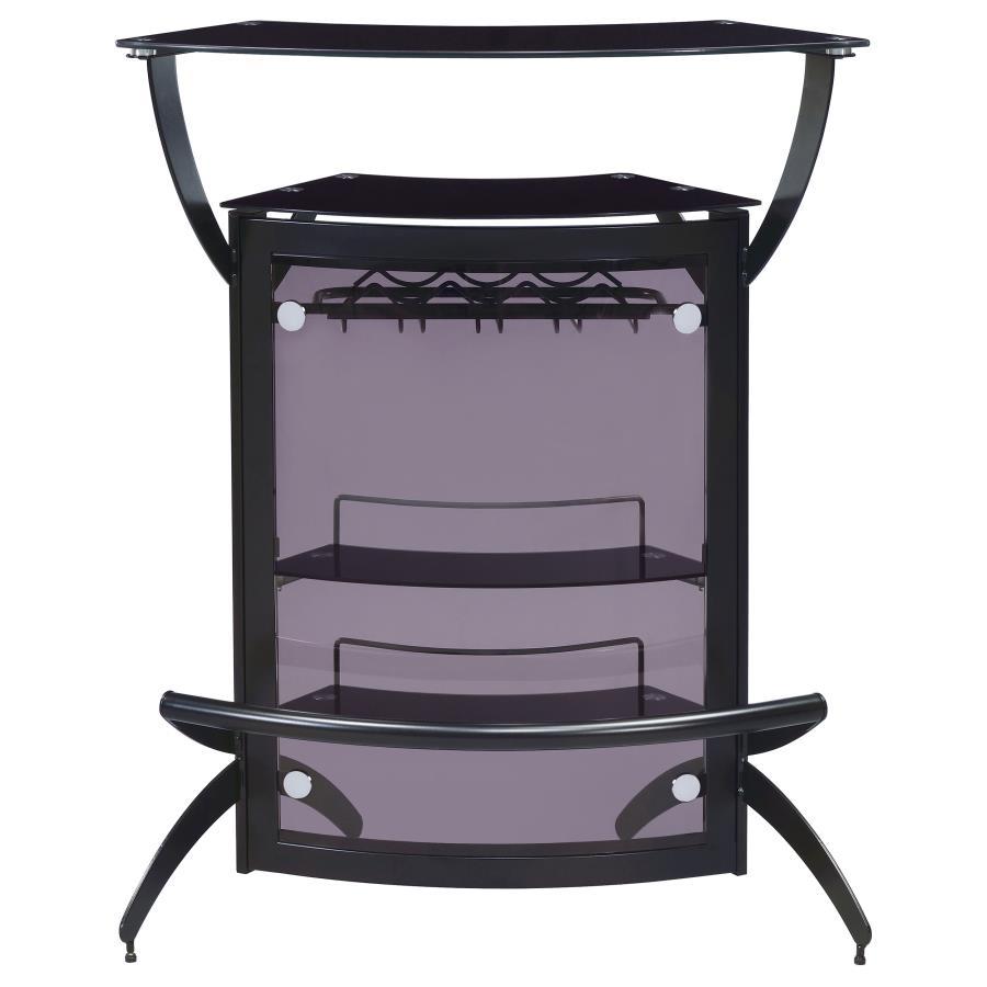 Dallas - 2 - Shelf Curved Freestanding Home Bar Cabinet - Black Home Bars modern furniture Contempo Furniture