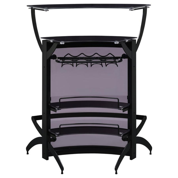 Dallas - 2 - Shelf Curved Freestanding Home Bar Cabinet - Black Home Bars modern furniture Contempo Furniture